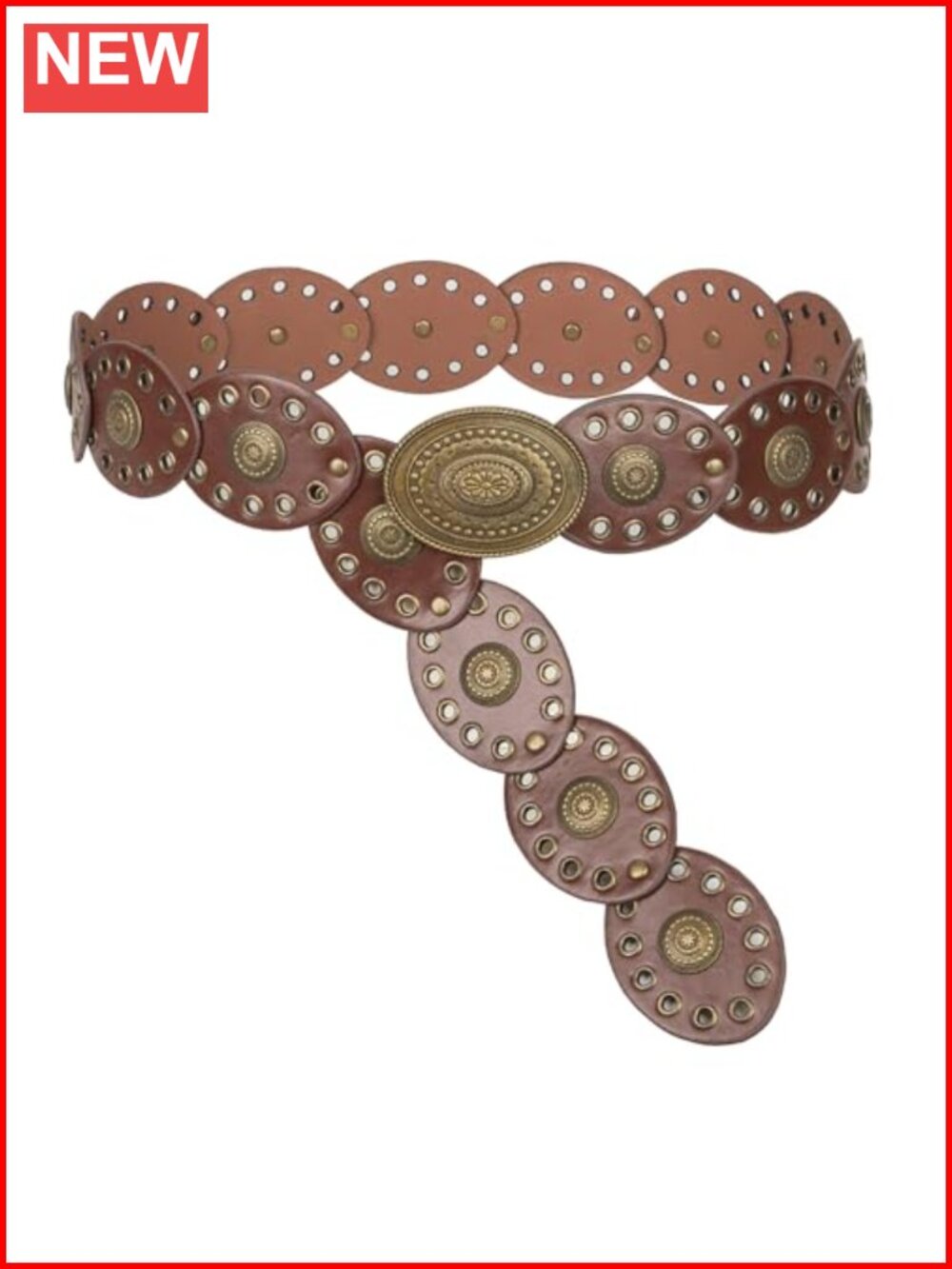 Wide Western Cowboy Disc Belt Faux Leather Concho Adjustable Waist Belt
